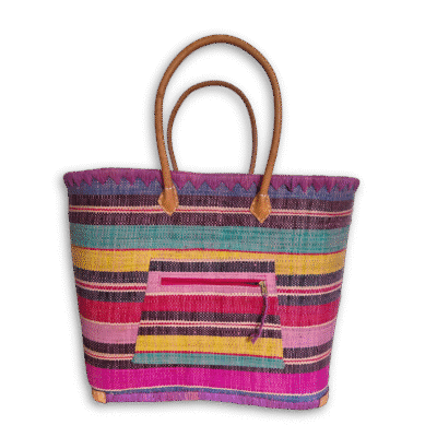 Bright Fiesta Handwoven Basket Bag
