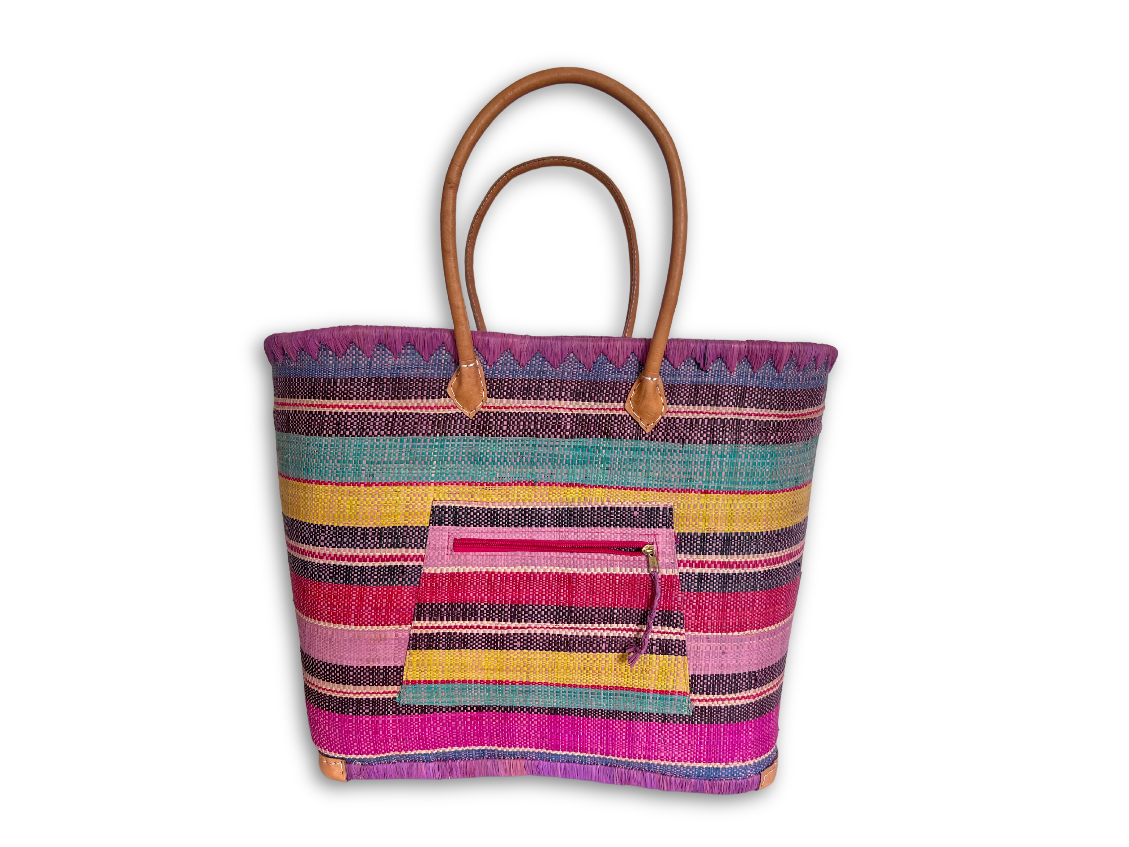 Bright Fiesta Handwoven Basket Bag