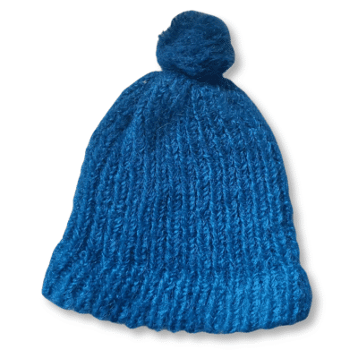 Yale Blue Chunky Mohair Beanie for Kids